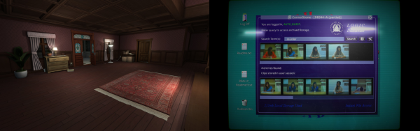 Left: Gone Home, a game about exploring an empty house. Right: Her Story, a game about searching a database of video interviews with a murder suspect.